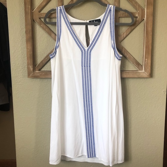 Lulus White Embroidered Sleeveless Shift Dress - Picture 5 of 11